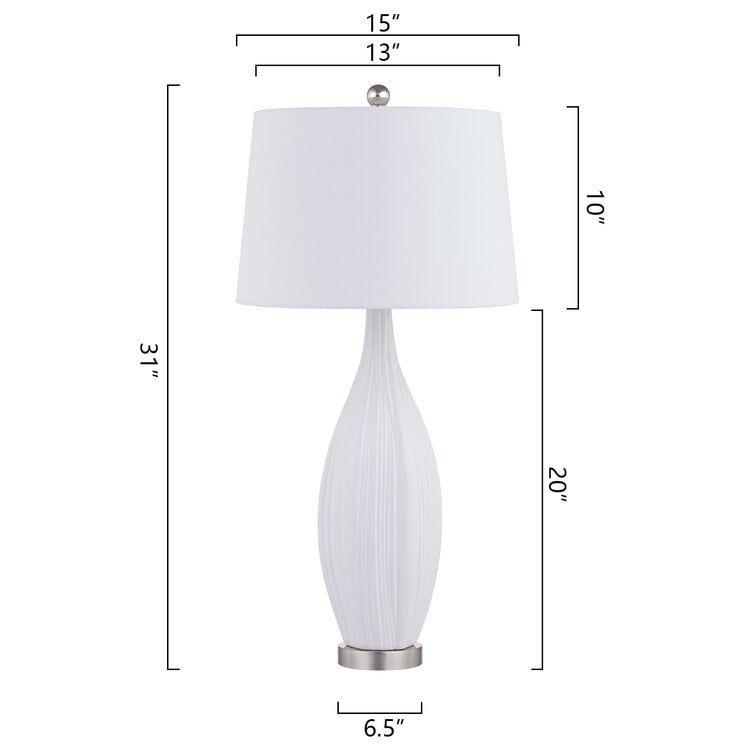 Ensemble de 2 lampes de table en porcelaine blanche standard 31 (lot de 2)