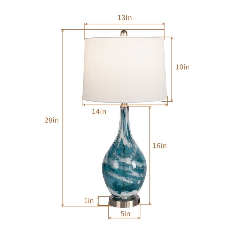 Lampes de chevet en verre avec port USB (lot de 2) - Lampe de bureau moderne