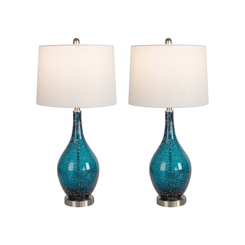 Lampes de chevet en verre avec port USB (lot de 2) - Lampe de bureau moderne