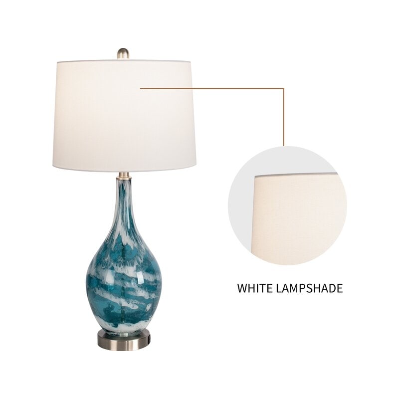 Lampes de chevet en verre avec port USB (lot de 2) - Lampe de bureau moderne