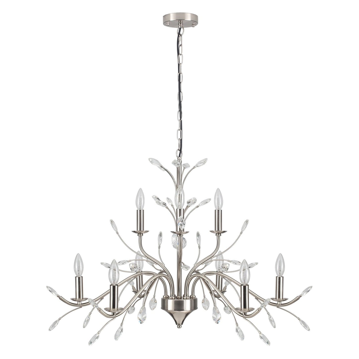 Suspension lumineuse en forme de bougie, style branche d'arbre rétro, avec cristaux, pour maison de campagne