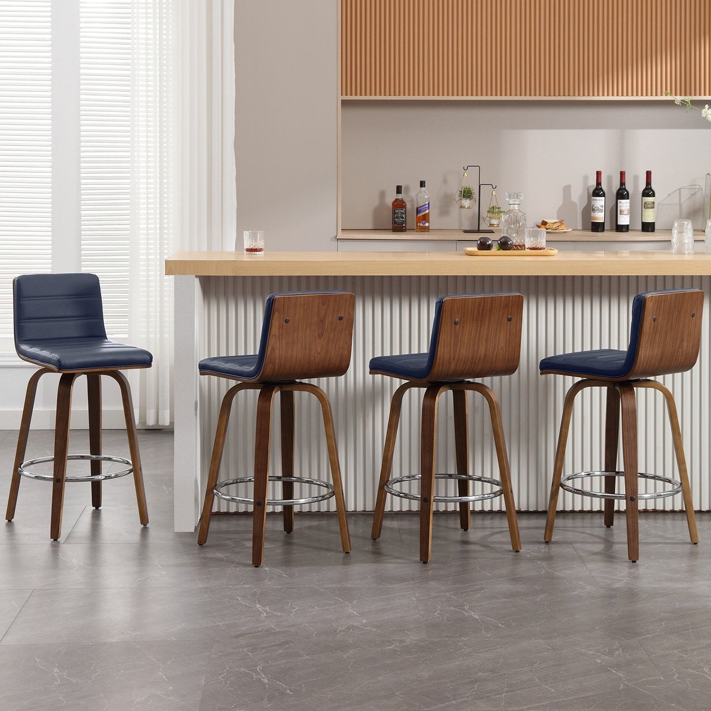 Tabourets de bar/comptoir pivotants en simili cuir 26/29, lot de 2/3