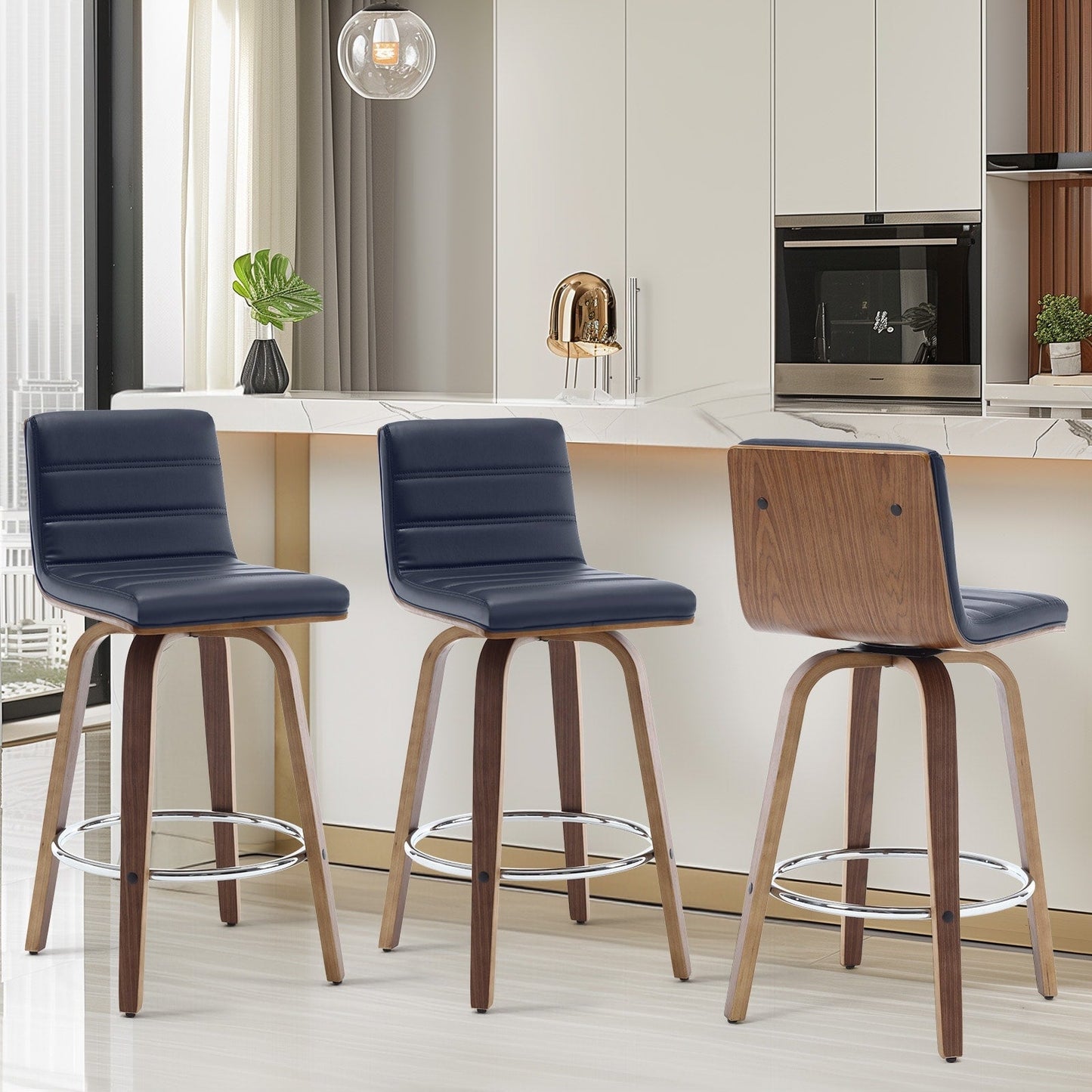 Tabourets de bar/comptoir pivotants en simili cuir 26/29, lot de 2/3