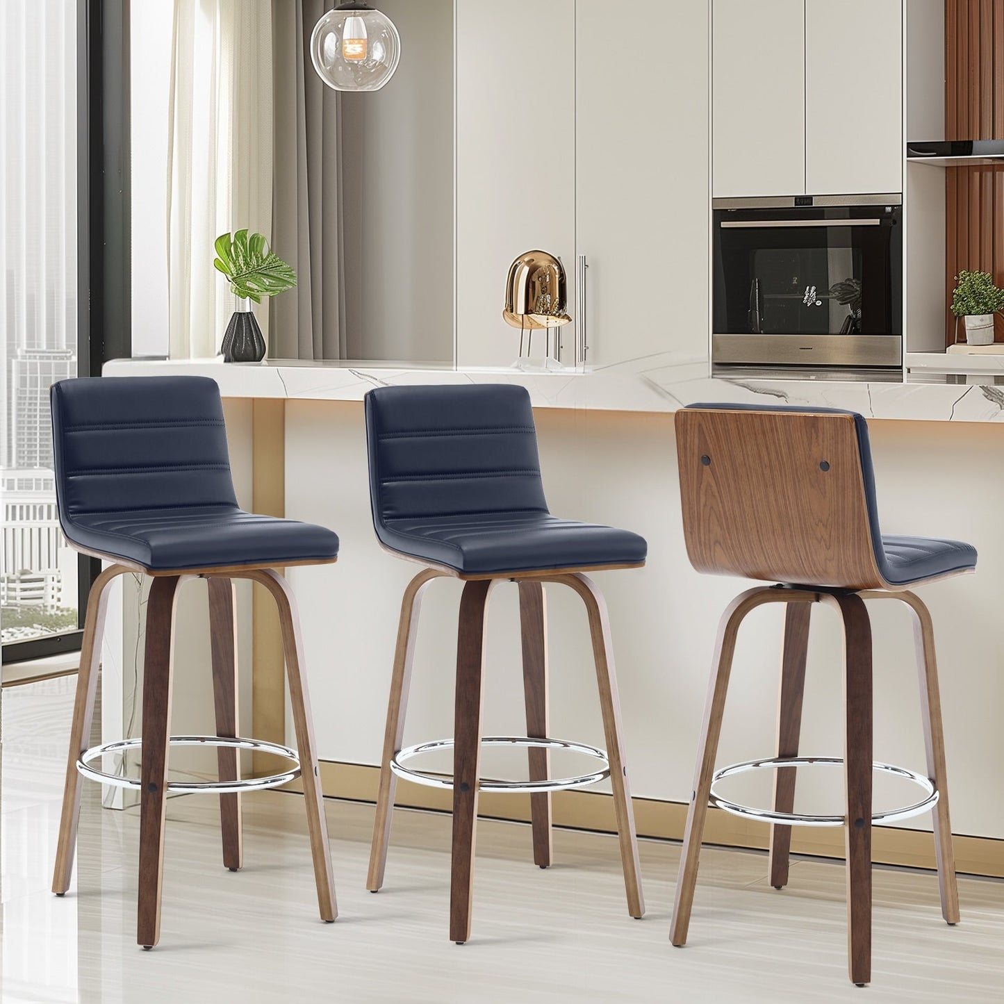 Tabourets de bar/comptoir pivotants en simili cuir 26/29, lot de 2/3
