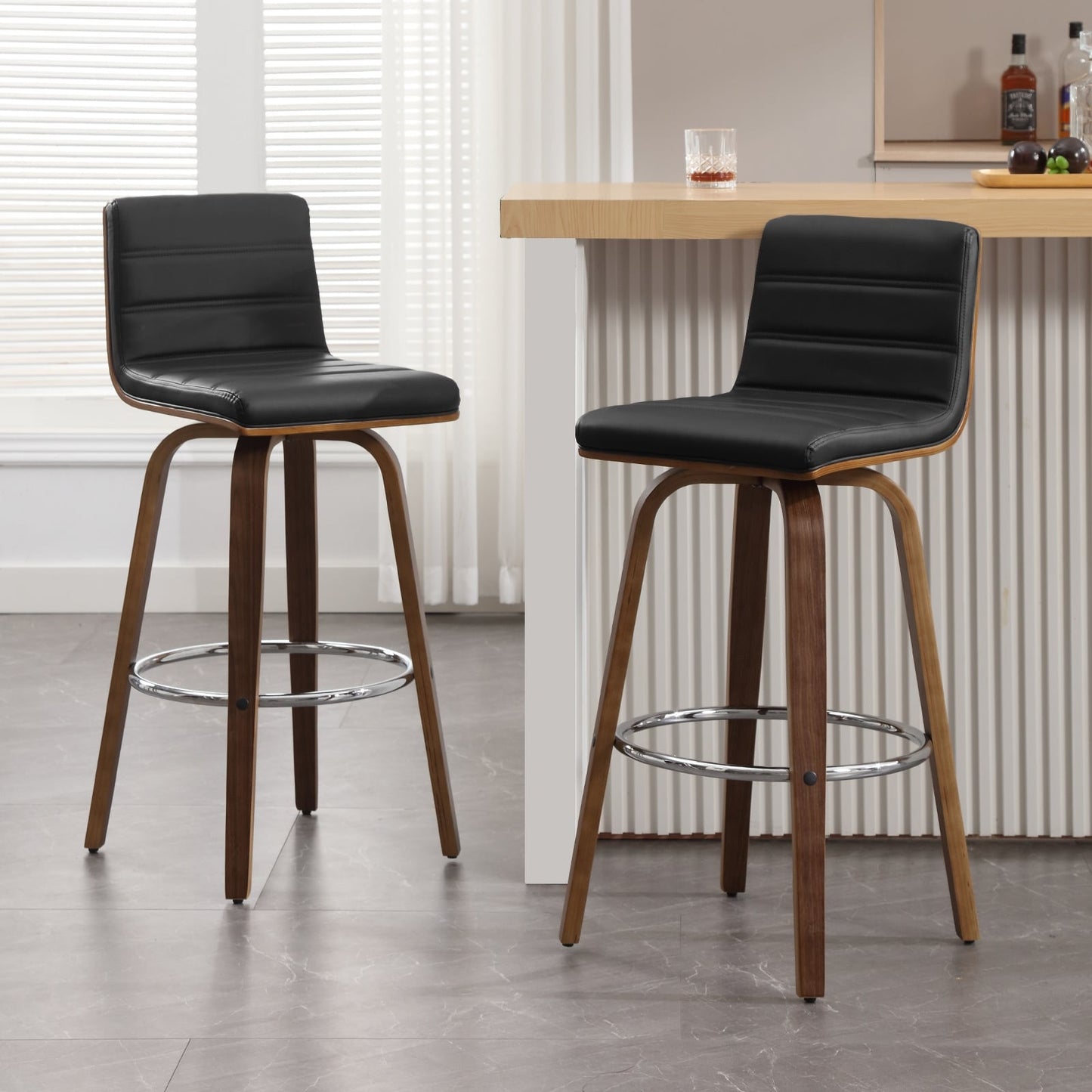 Tabourets de bar/comptoir pivotants en simili cuir 26/29, lot de 2/3
