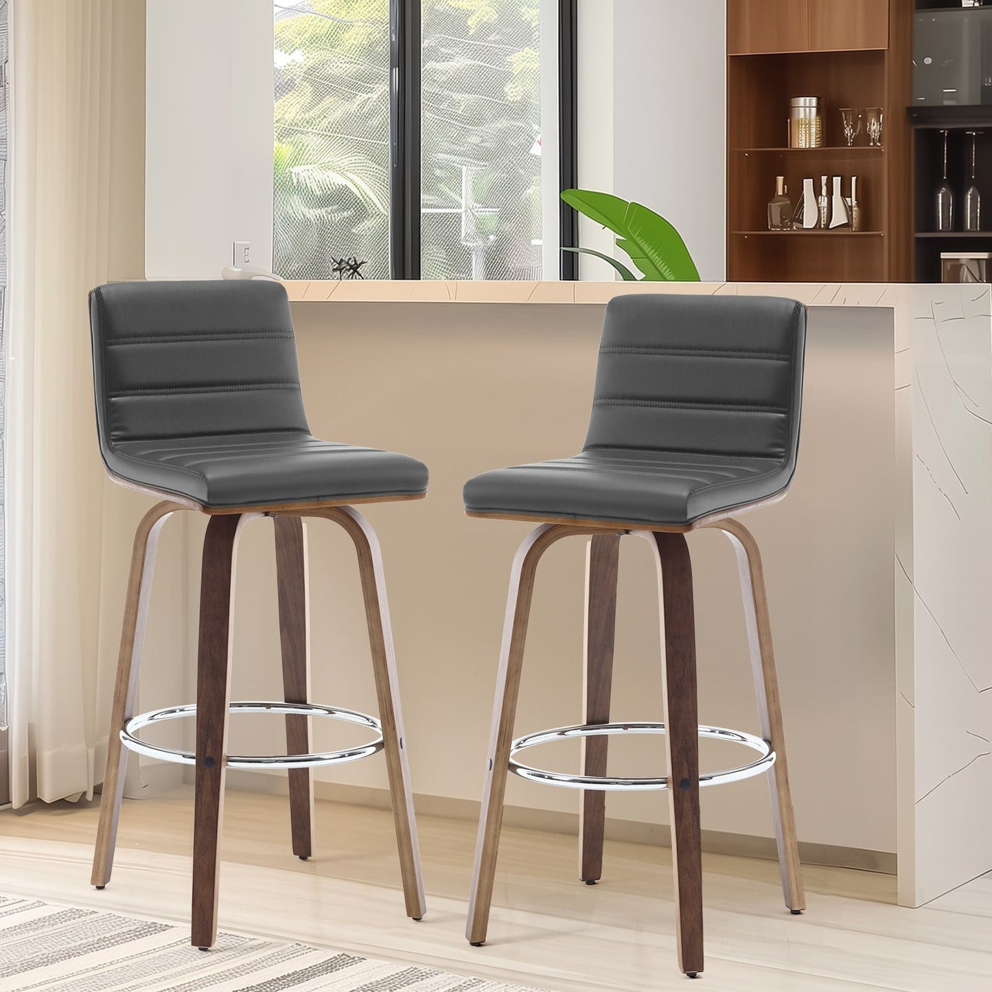 Tabourets de bar/comptoir pivotants en simili cuir 26/29, lot de 2/3