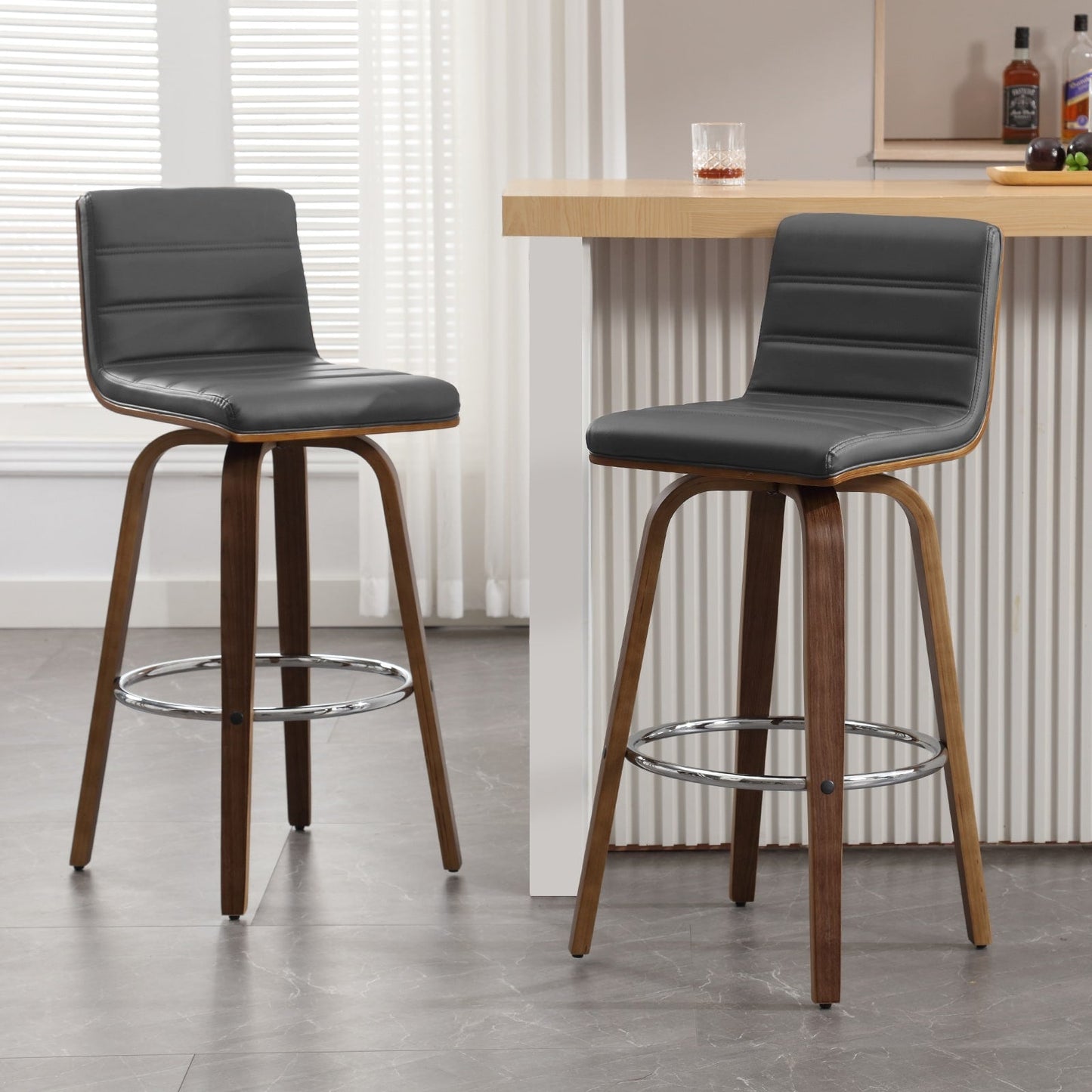 Tabourets de bar/comptoir pivotants en simili cuir 26/29, lot de 2/3