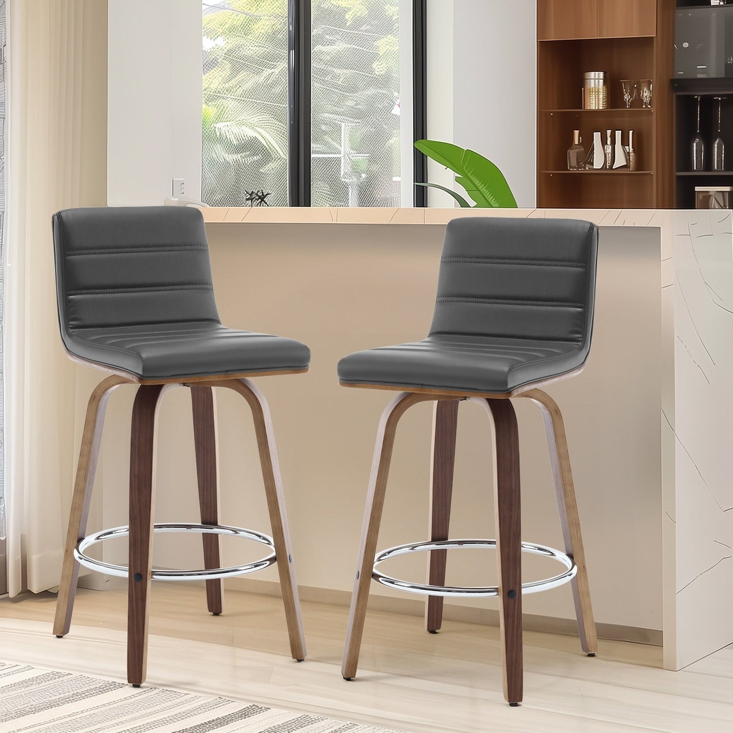 Tabourets de bar/comptoir pivotants en simili cuir 26/29, lot de 2/3
