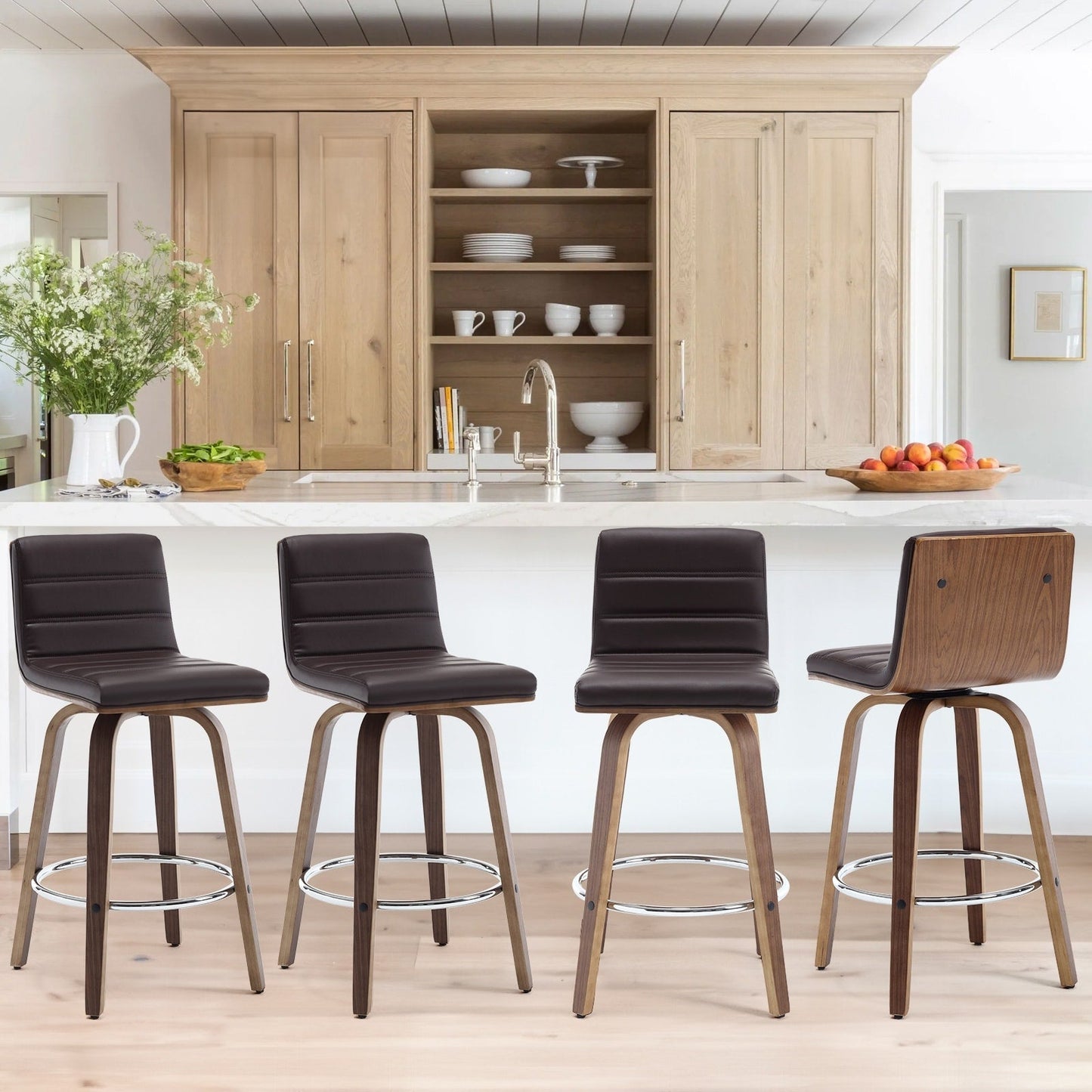 Tabourets de bar/comptoir pivotants en simili cuir 26/29, lot de 2/3