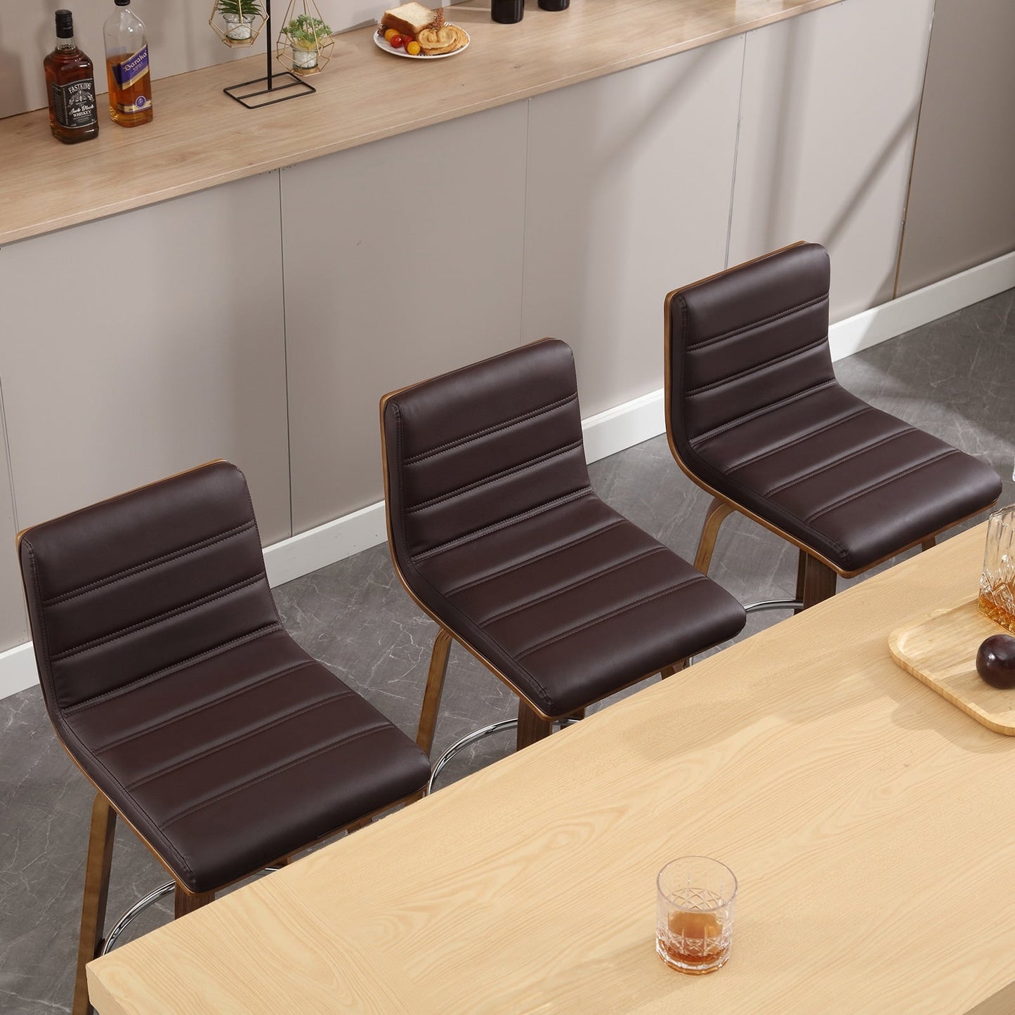 Tabourets de bar/comptoir pivotants en simili cuir 26/29, lot de 2/3