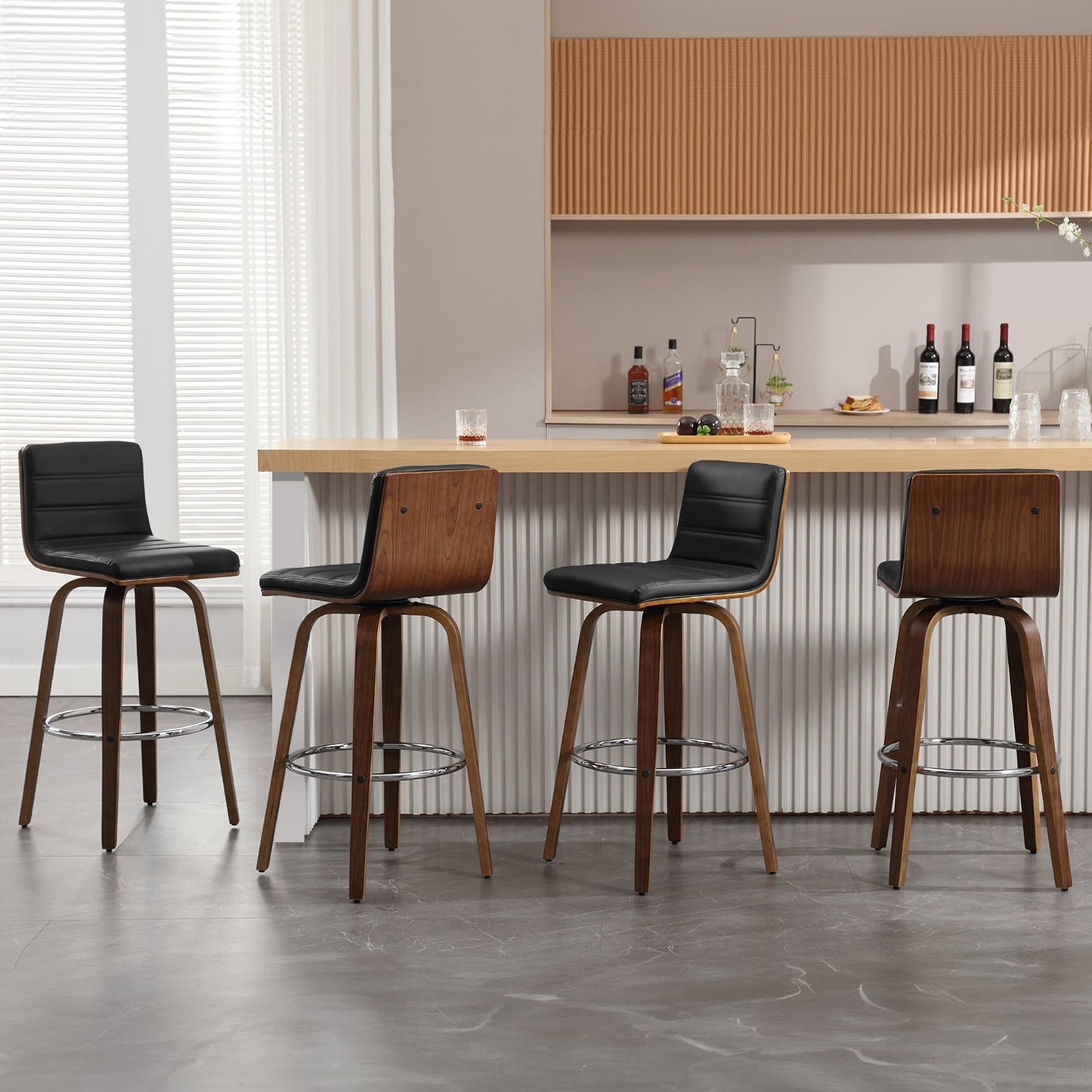 Tabourets de bar/comptoir pivotants en simili cuir 26/29, lot de 2/3