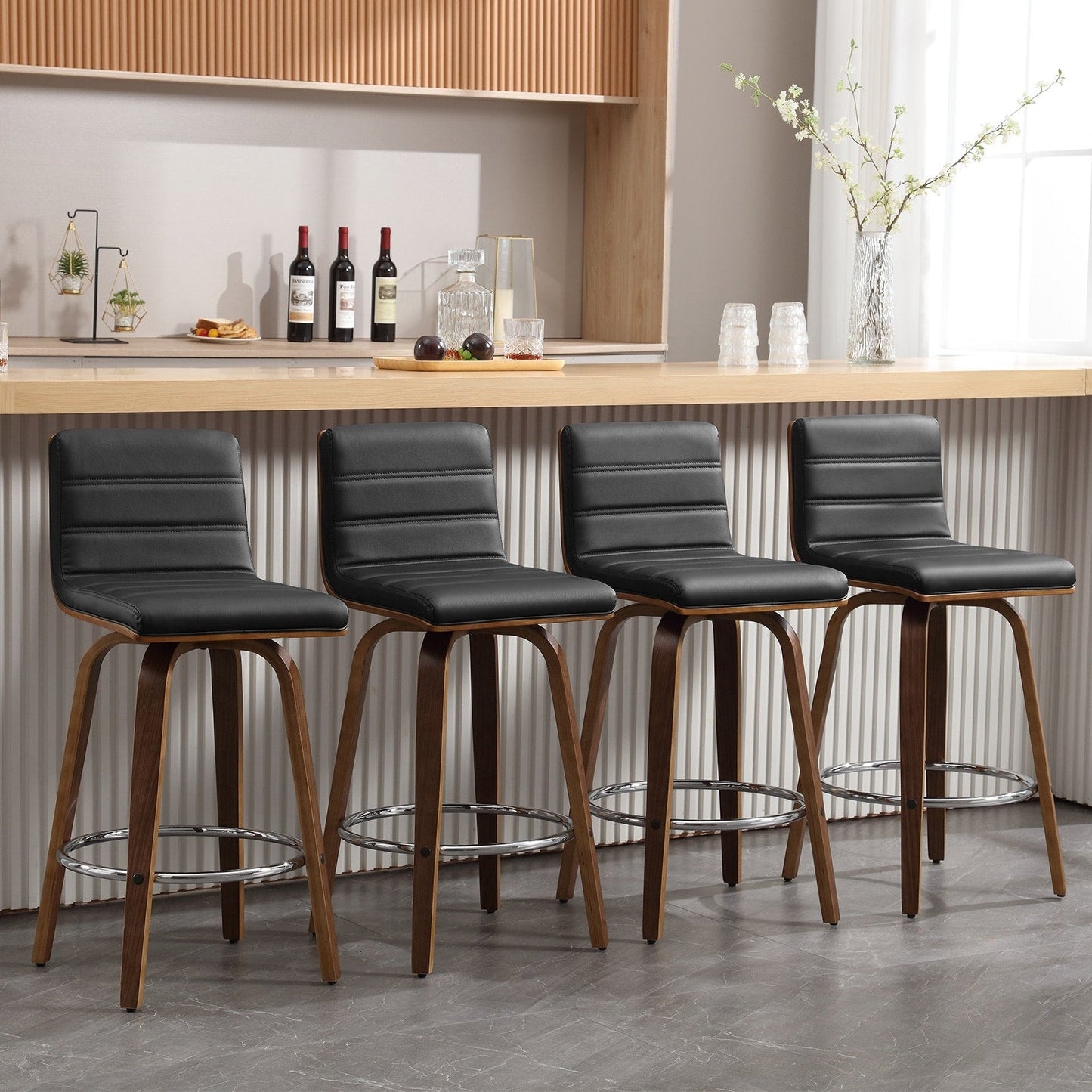 Tabourets de bar/comptoir pivotants en simili cuir 26/29, lot de 2/3