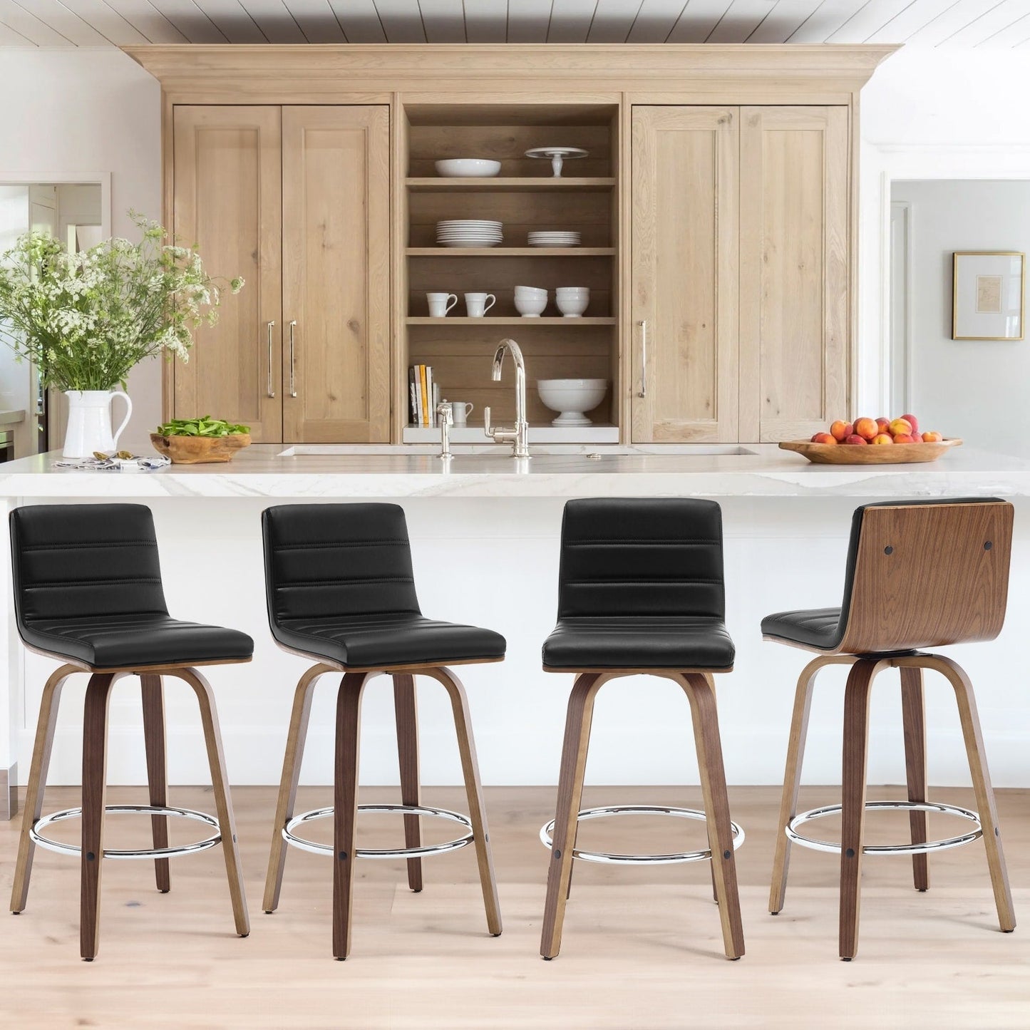 Tabourets de bar/comptoir pivotants en simili cuir 26/29, lot de 2/3