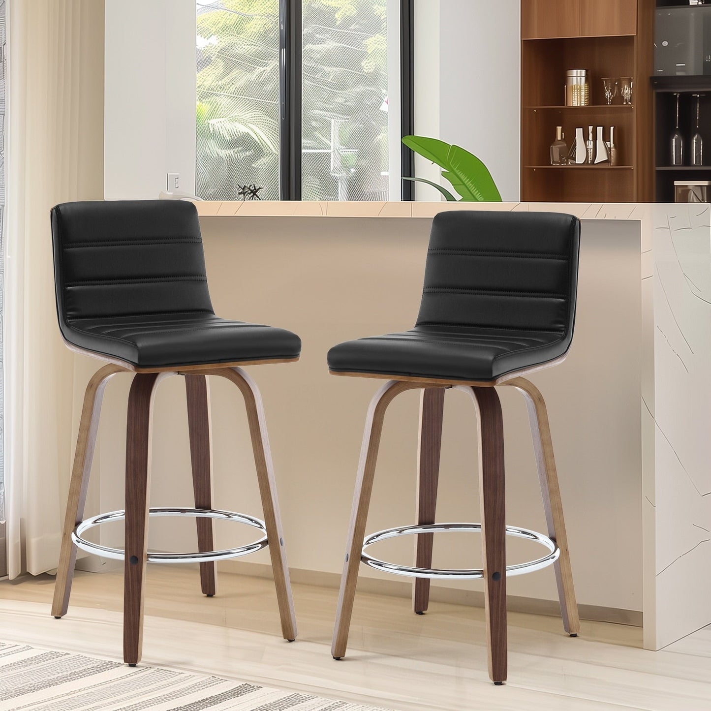 Tabourets de bar/comptoir pivotants en simili cuir 26/29, lot de 2/3