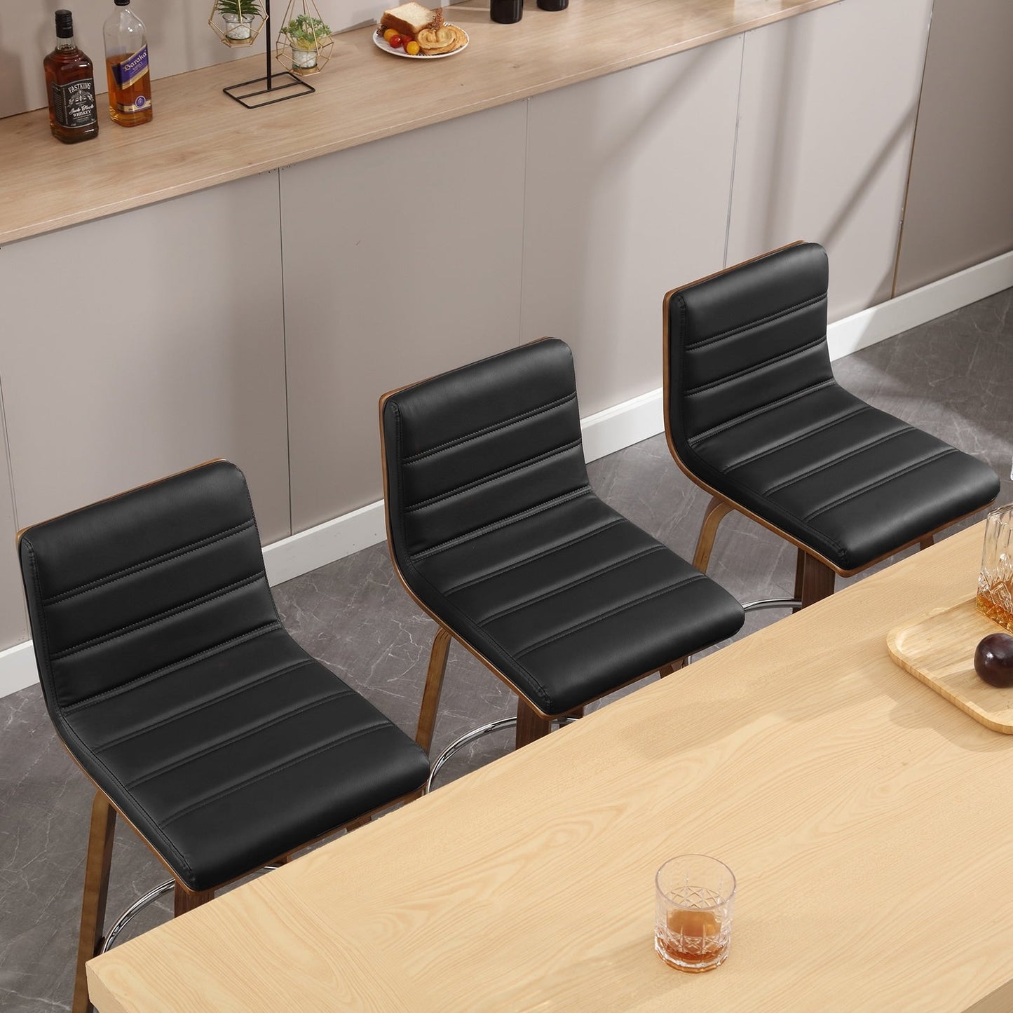 Tabourets de bar/comptoir pivotants en simili cuir 26/29, lot de 2/3