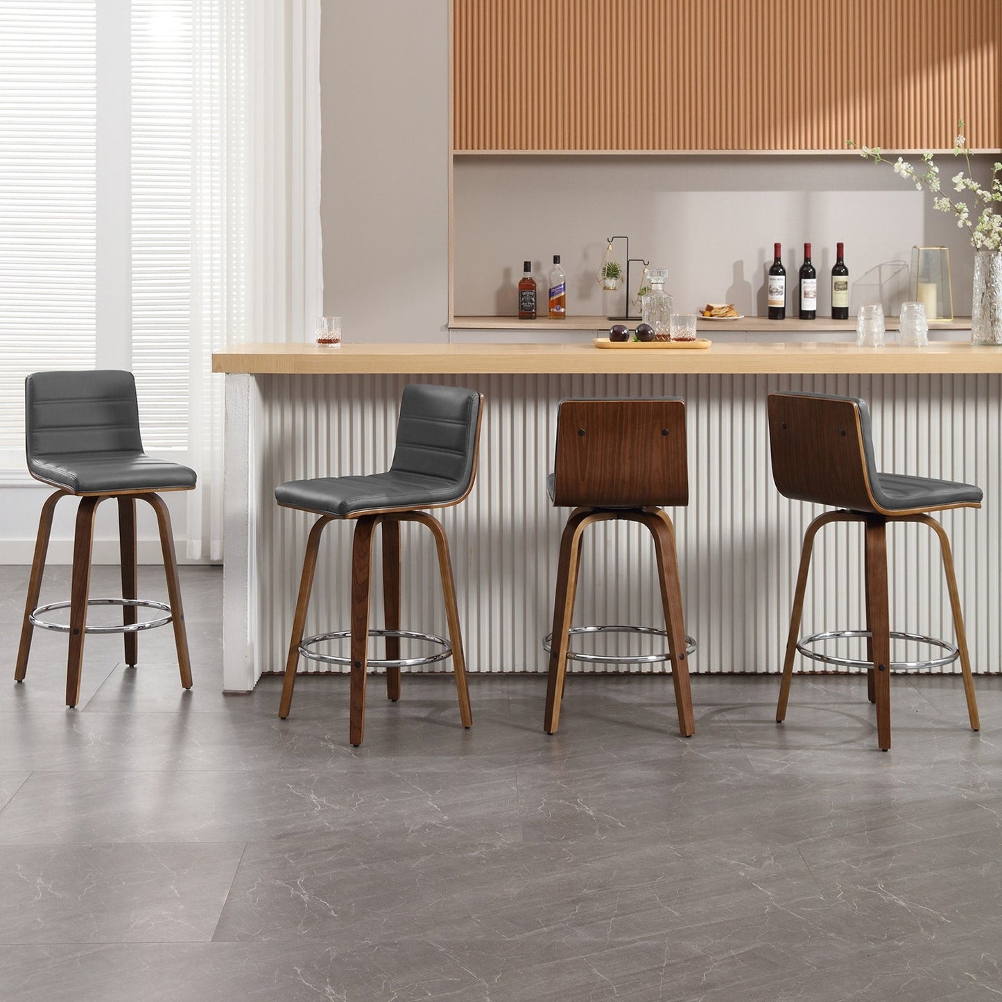 Tabourets de bar/comptoir pivotants en simili cuir 26/29, lot de 2/3