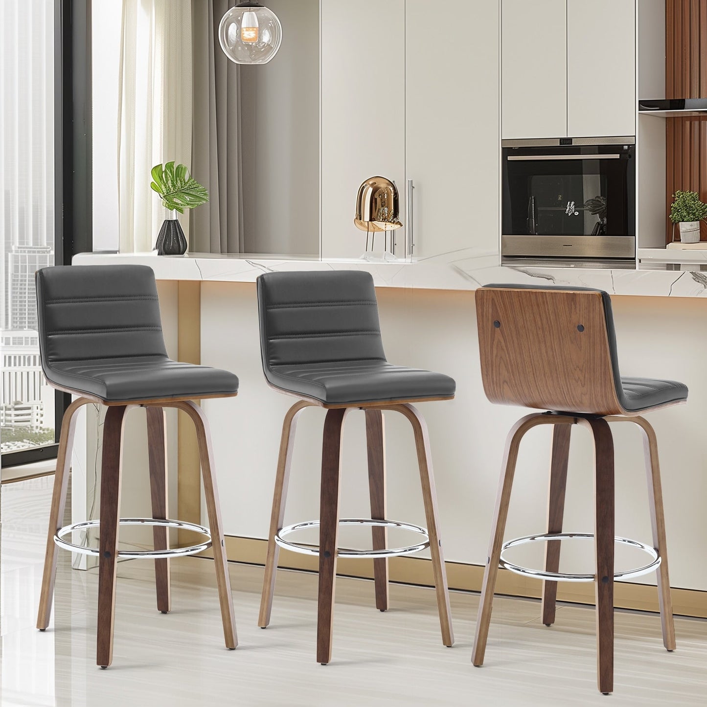 Tabourets de bar/comptoir pivotants en simili cuir 26/29, lot de 2/3