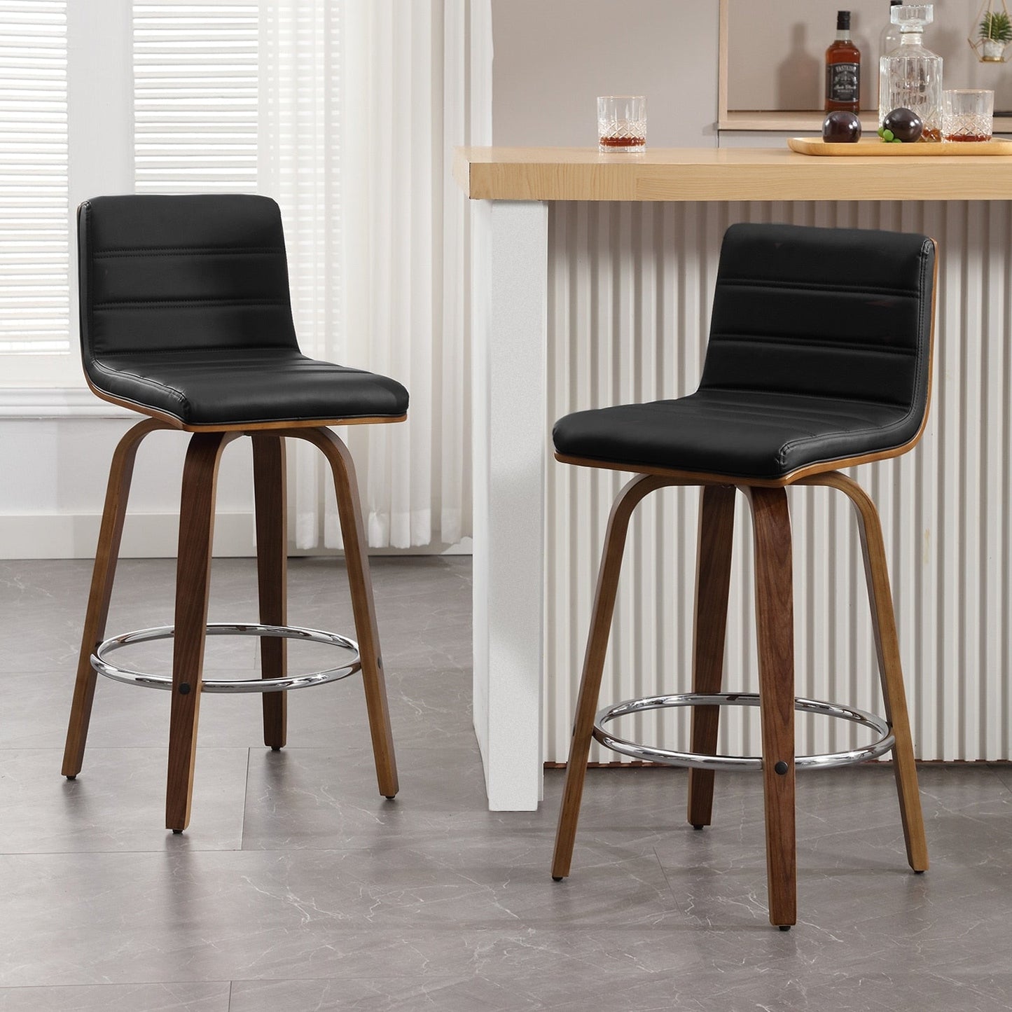 Tabourets de bar/comptoir pivotants en simili cuir 26/29, lot de 2/3