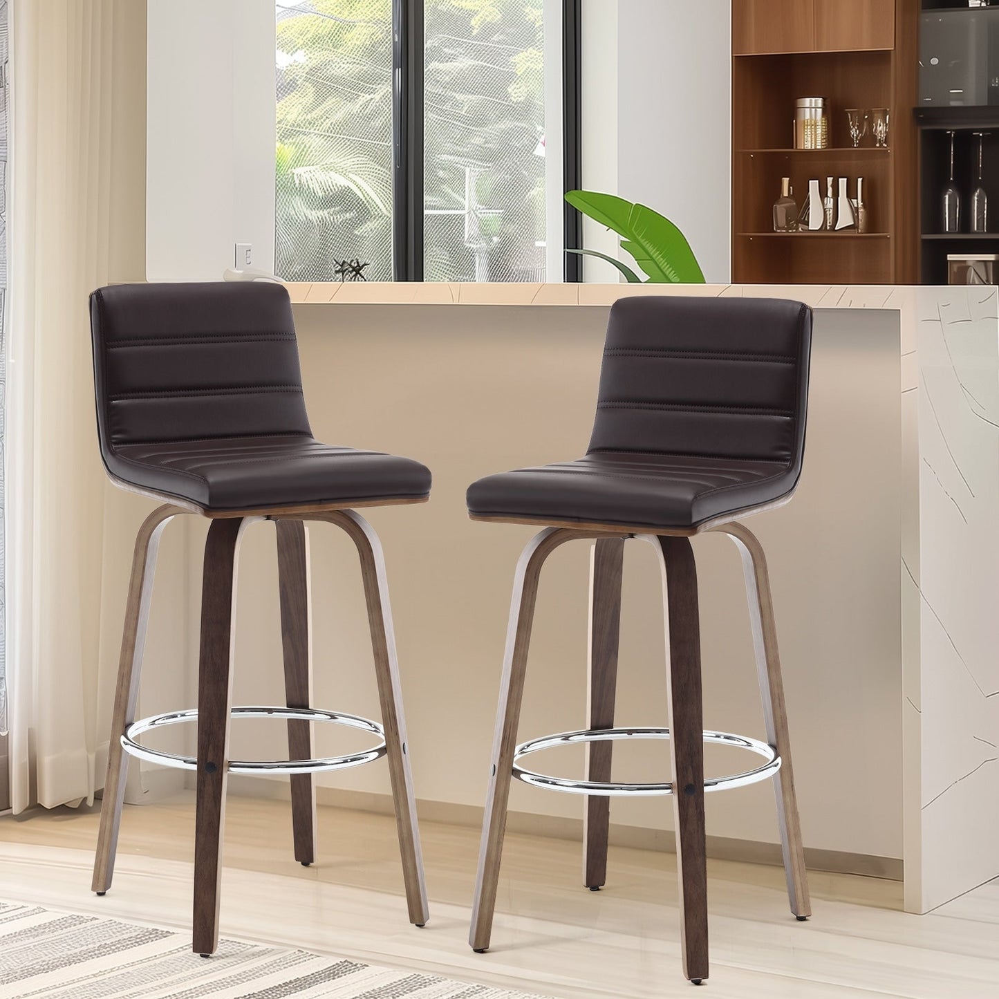 Tabourets de bar/comptoir pivotants en simili cuir 26/29, lot de 2/3