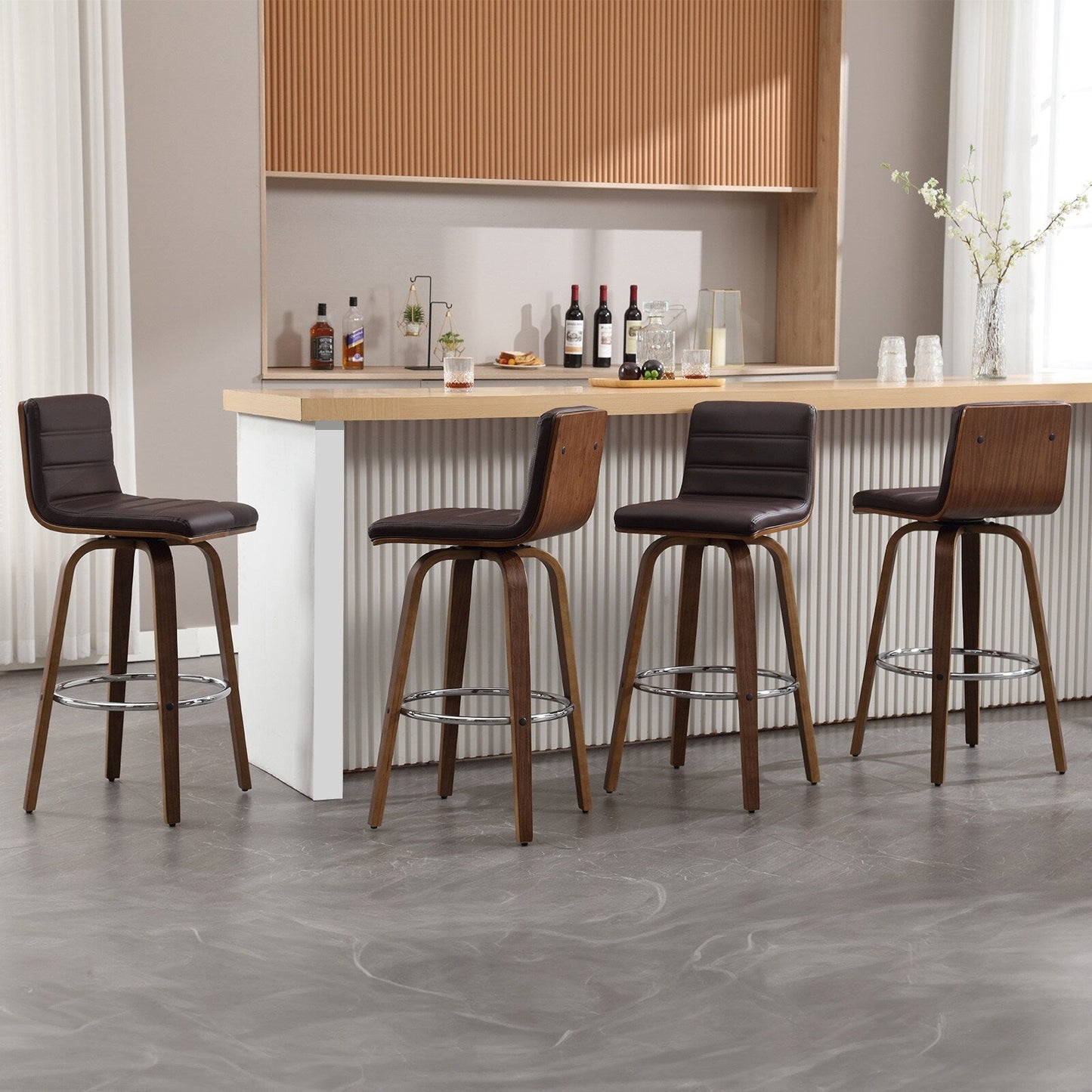 Tabourets de bar/comptoir pivotants en simili cuir 26/29, lot de 2/3
