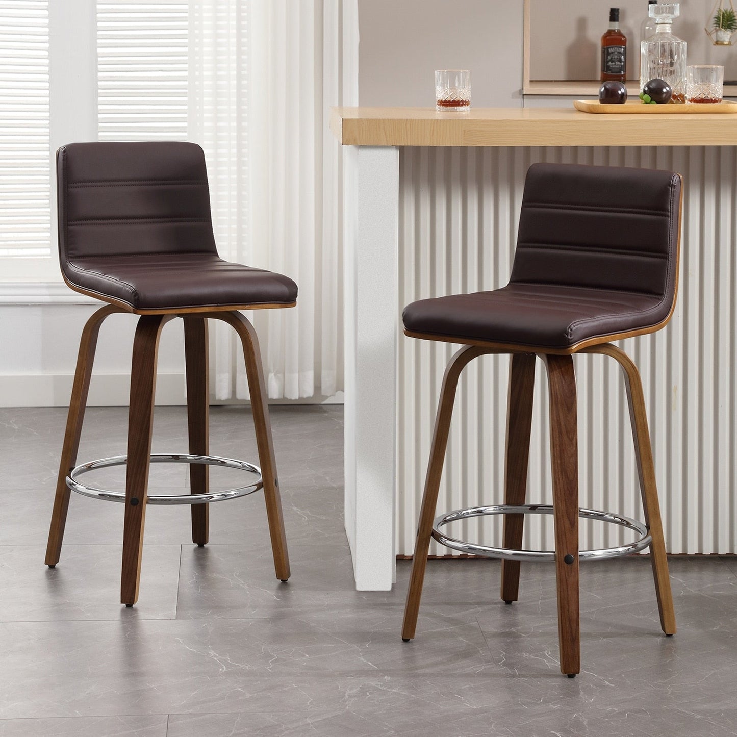 Tabourets de bar/comptoir pivotants en simili cuir 26/29, lot de 2/3