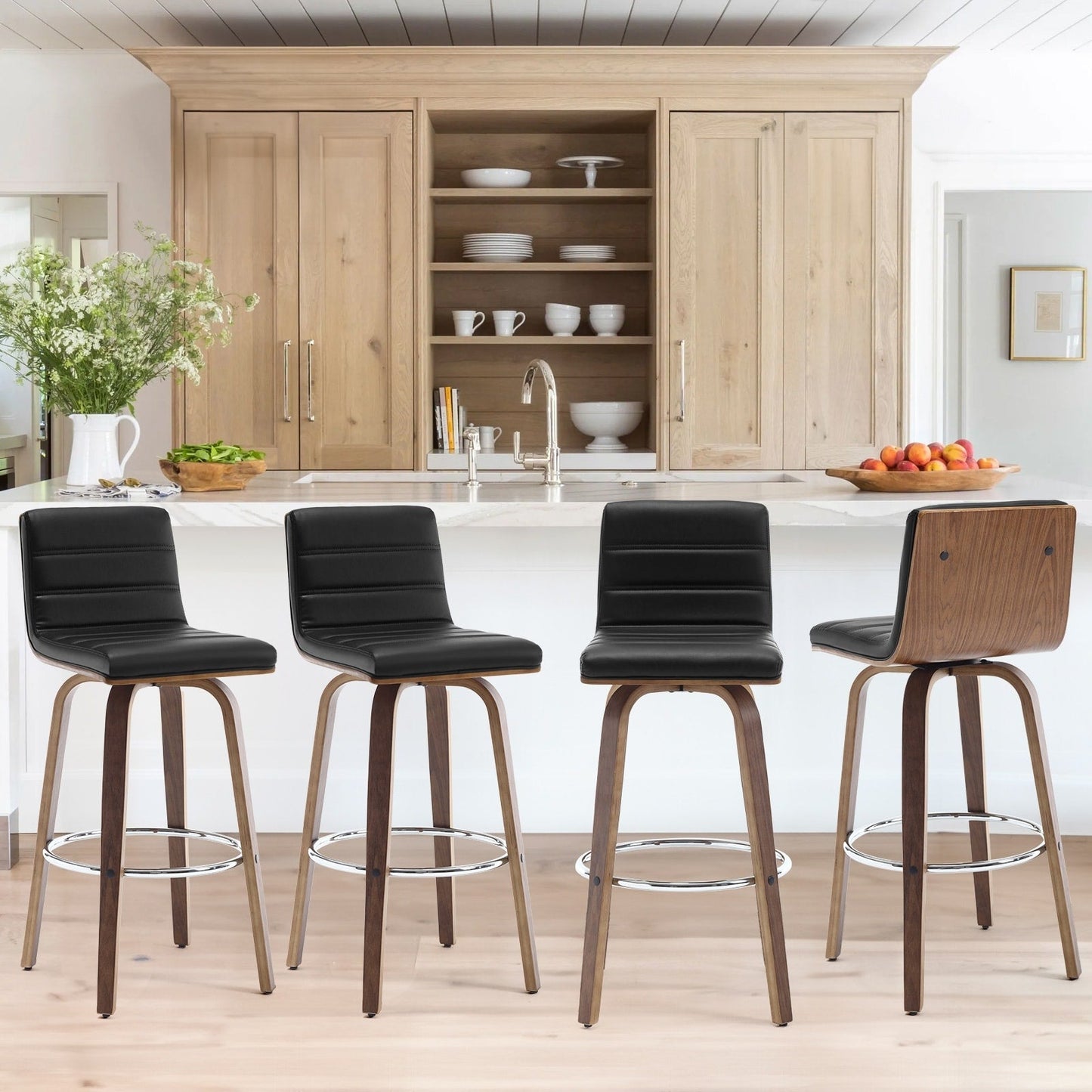 Tabourets de bar/comptoir pivotants en simili cuir 26/29, lot de 2/3