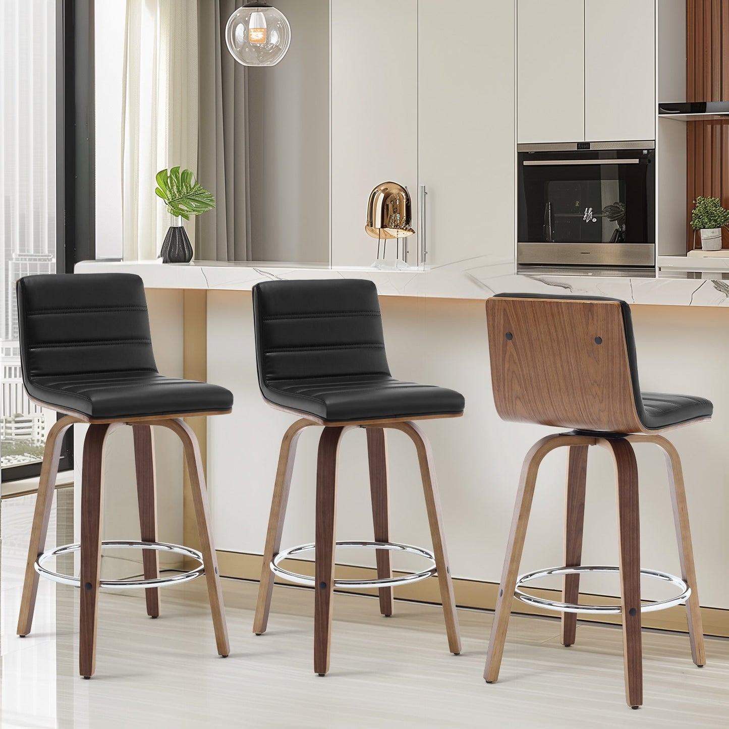 Tabourets de bar/comptoir pivotants en simili cuir 26/29, lot de 2/3