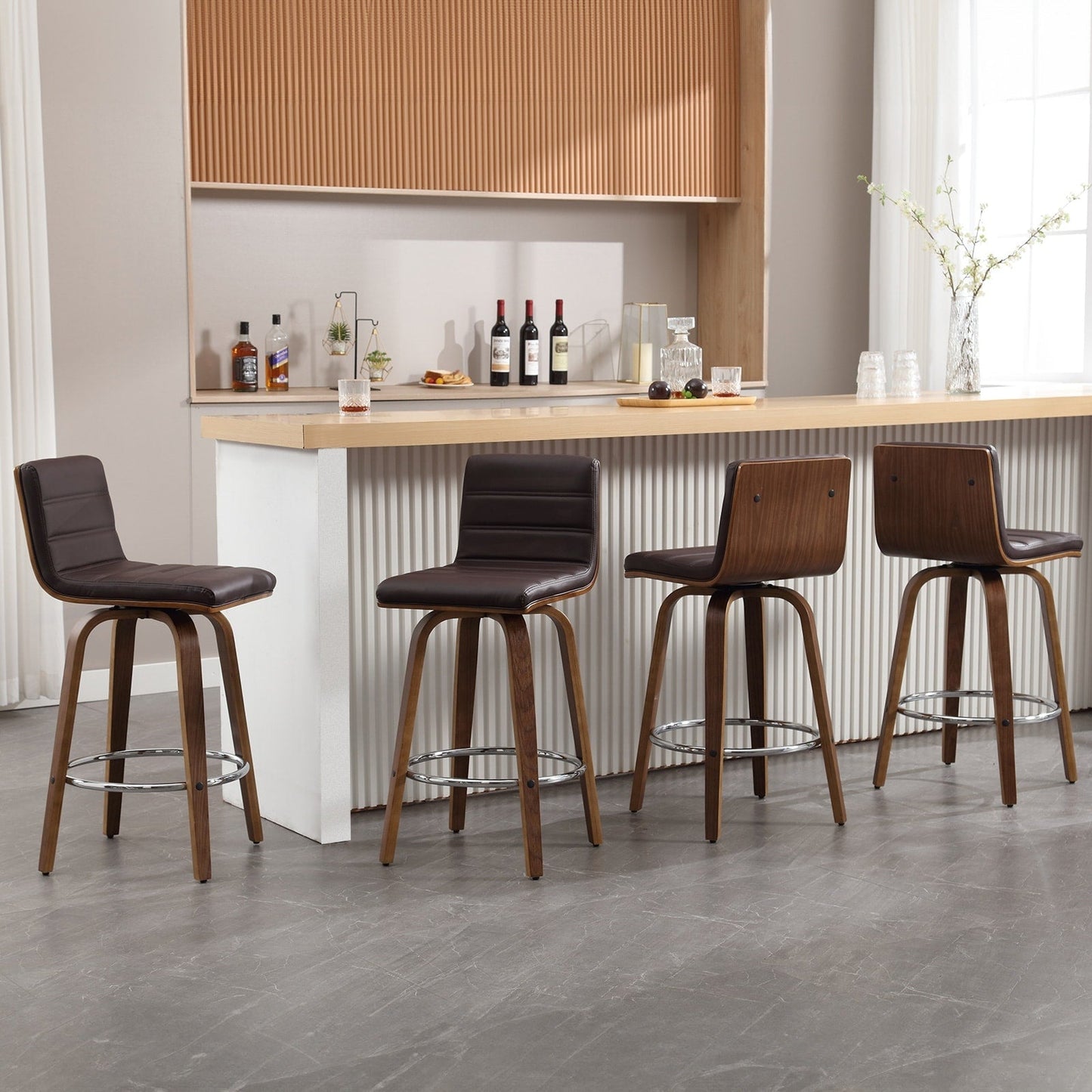 Tabourets de bar/comptoir pivotants en simili cuir 26/29, lot de 2/3