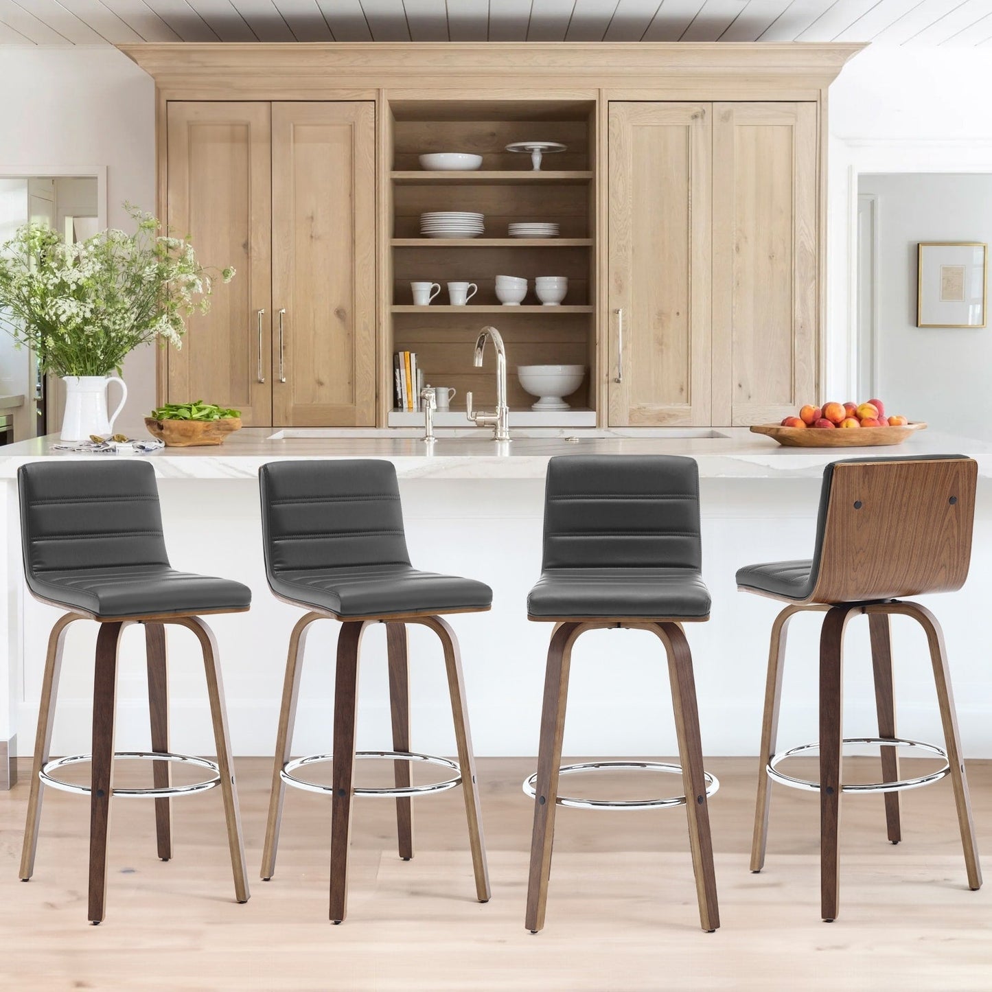Tabourets de bar/comptoir pivotants en simili cuir 26/29, lot de 2/3