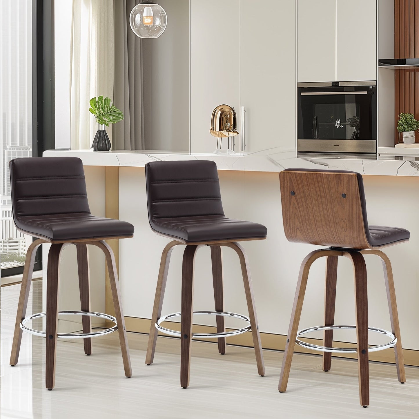 Tabourets de bar/comptoir pivotants en simili cuir 26/29, lot de 2/3