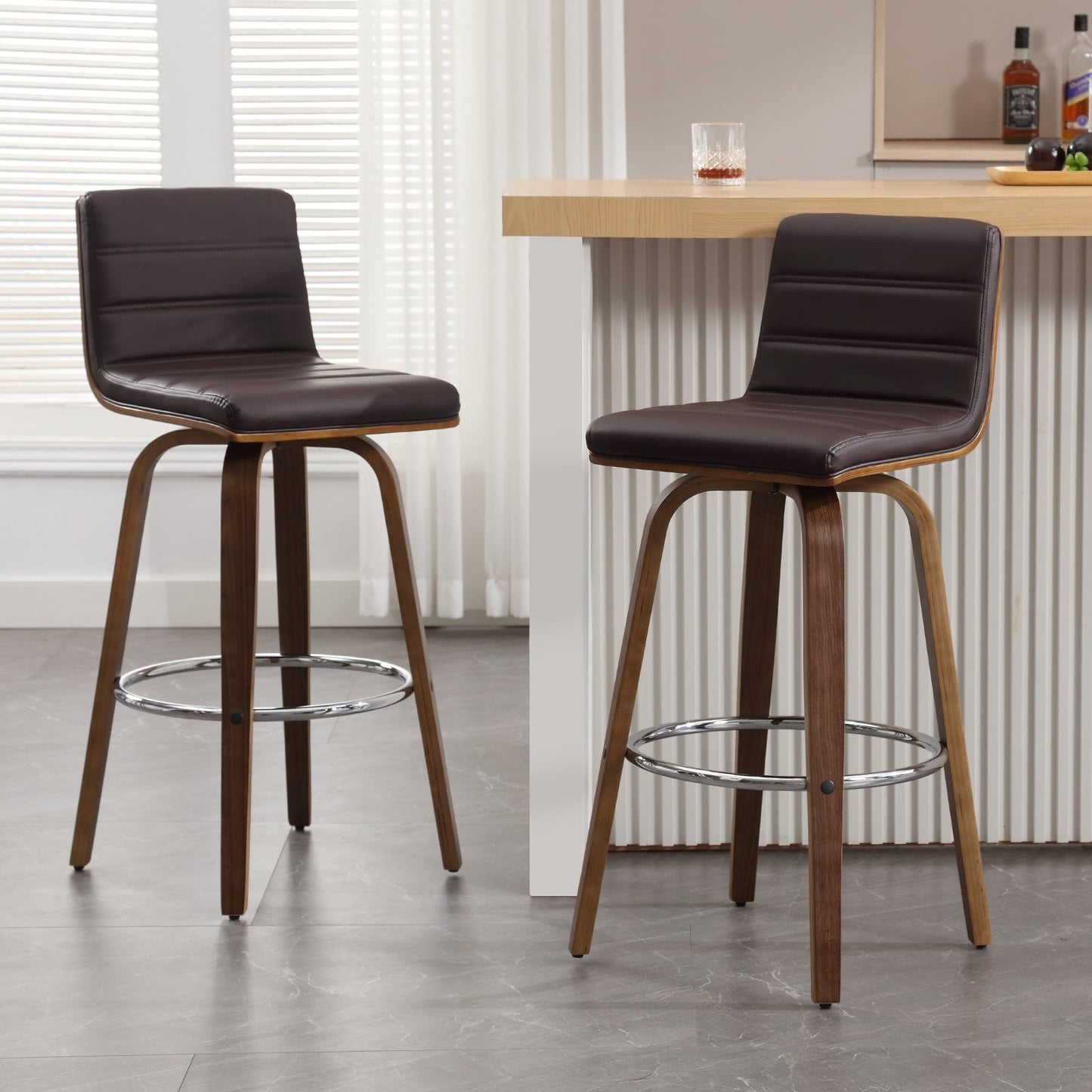 Tabourets de bar/comptoir pivotants en simili cuir 26/29, lot de 2/3