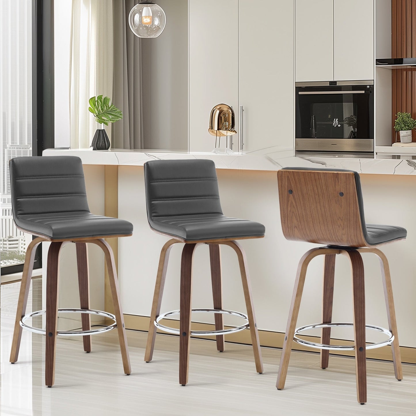 Tabourets de bar/comptoir pivotants en simili cuir 26/29, lot de 2/3