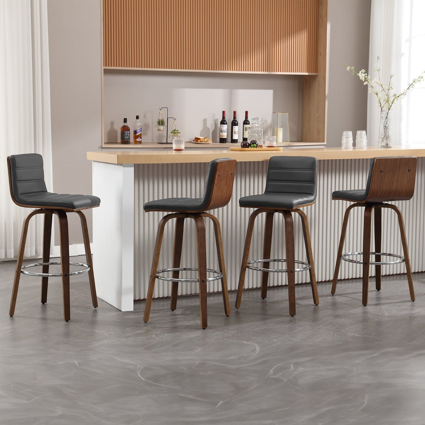 Tabourets de bar/comptoir pivotants en simili cuir 26/29, lot de 2/3