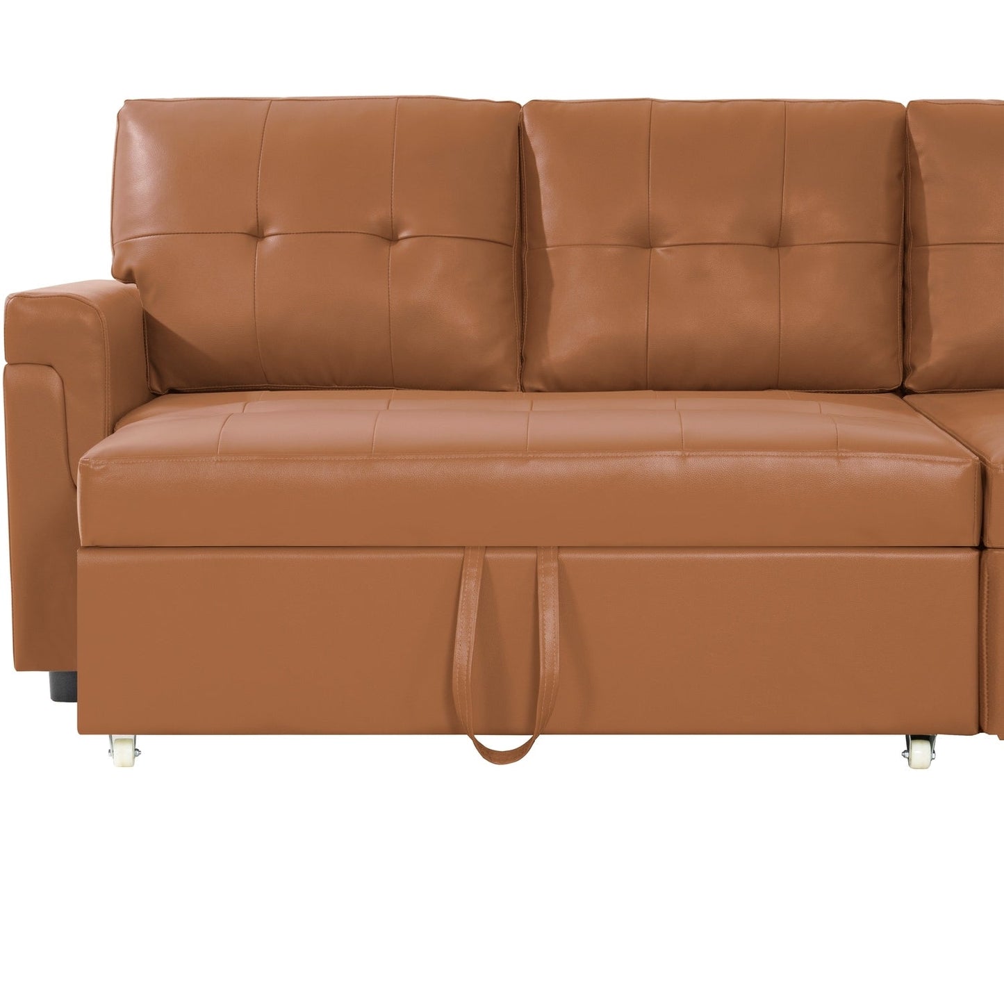 Canapé d'angle convertible et réversible avec lit escamotable, chaise longue avec rangement intégré et pieds robustes.