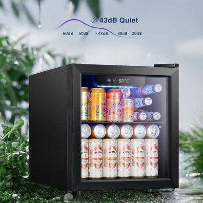 Réfrigérateur à boissons de 1,3 pi³ - Mini réfrigérateur à porte vitrée, capacité de 48 canettes ou 12 bouteilles, avec commandes électroniques tactiles.
