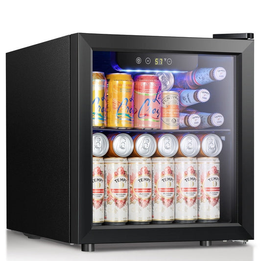 Réfrigérateur à boissons de 1,3 pi³ - Mini réfrigérateur à porte vitrée, capacité de 48 canettes ou 12 bouteilles, avec commandes électroniques tactiles.