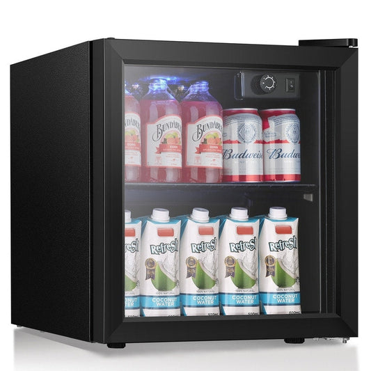 Réfrigérateur à boissons de 1,3 pi³ - 48 canettes, 12 bouteilles, mini réfrigérateur à porte vitrée, commande à bouton rotatif