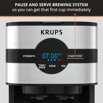 Cafetière numérique 10 tasses, acier inoxydable noir, programmation de la préparation, pause et service automatiques