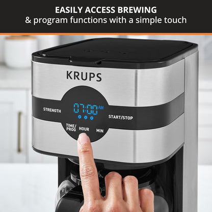 Cafetière numérique 10 tasses, acier inoxydable noir, programmation de la préparation, pause et service automatiques