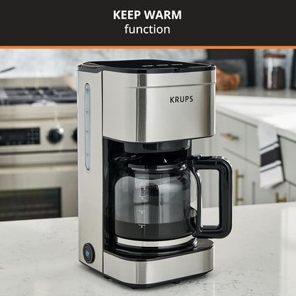 Cafetière à filtre 10 tasses, écran numérique, finition en acier inoxydable, minuterie programmable, arrêt automatique.
