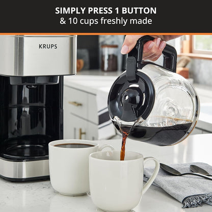 Cafetière à filtre 10 tasses, écran numérique, finition en acier inoxydable, minuterie programmable, arrêt automatique.