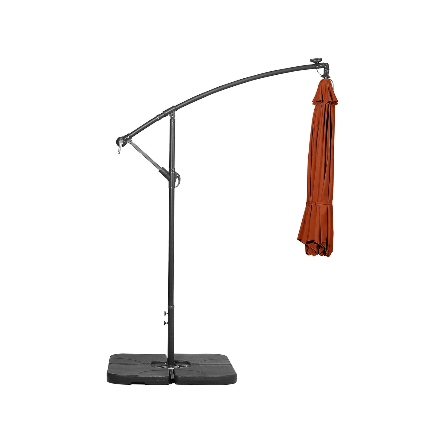 Parasol de terrasse à éclairage solaire de 3 mètres avec pied de support.