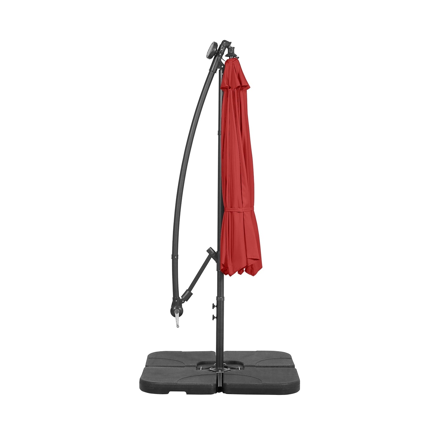 Parasol de terrasse à éclairage solaire de 3 mètres avec pied de support.