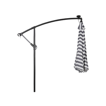 Parasol de terrasse à éclairage solaire de 3 mètres avec pied de support.