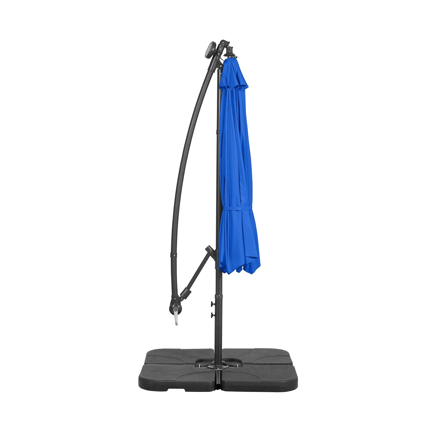 Parasol de terrasse à éclairage solaire de 3 mètres avec pied de support.