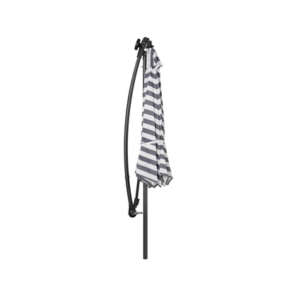 Parasol de terrasse à éclairage solaire de 3 mètres avec pied de support.