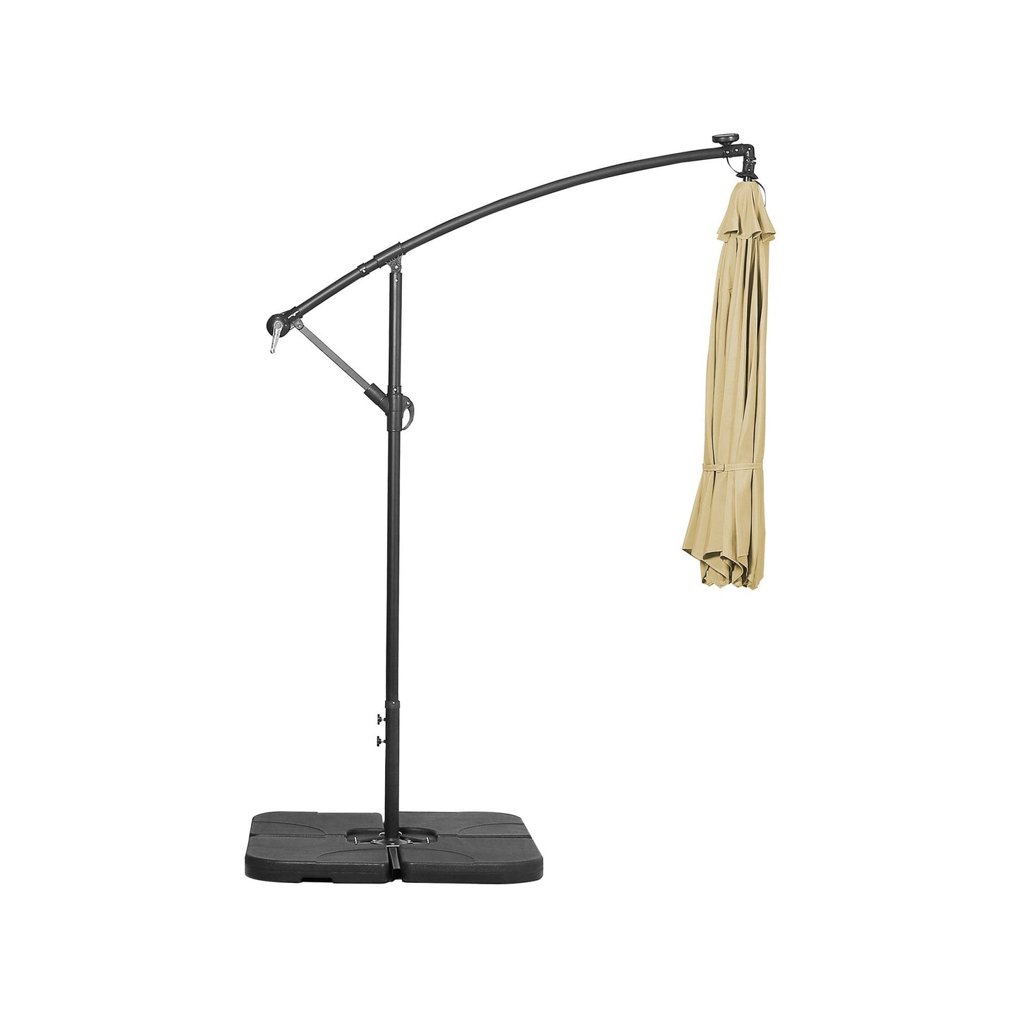 Parasol de terrasse à éclairage solaire de 3 mètres avec pied de support.
