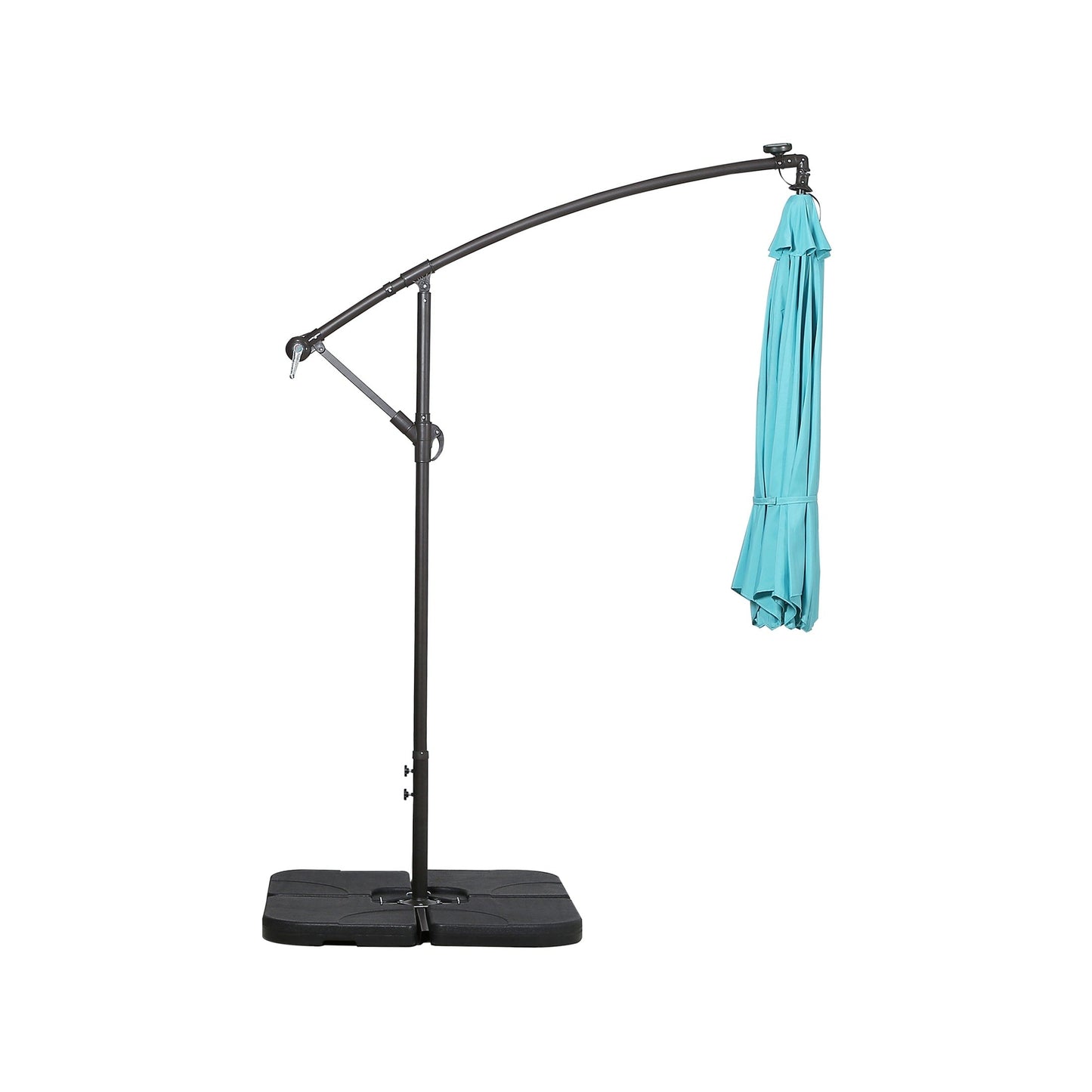 Parasol de terrasse à éclairage solaire de 3 mètres avec pied de support.