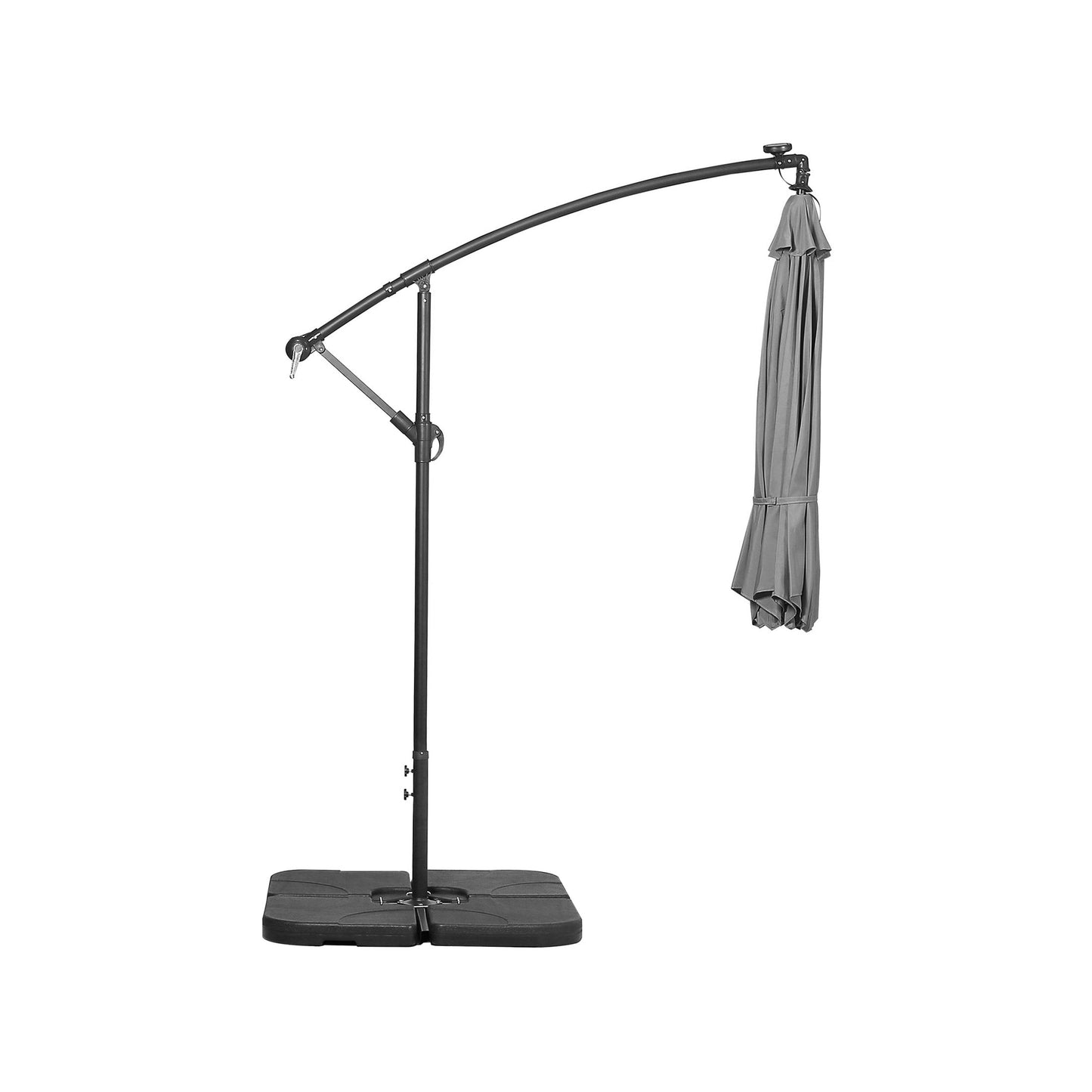 Parasol de terrasse à éclairage solaire de 3 mètres avec pied de support.