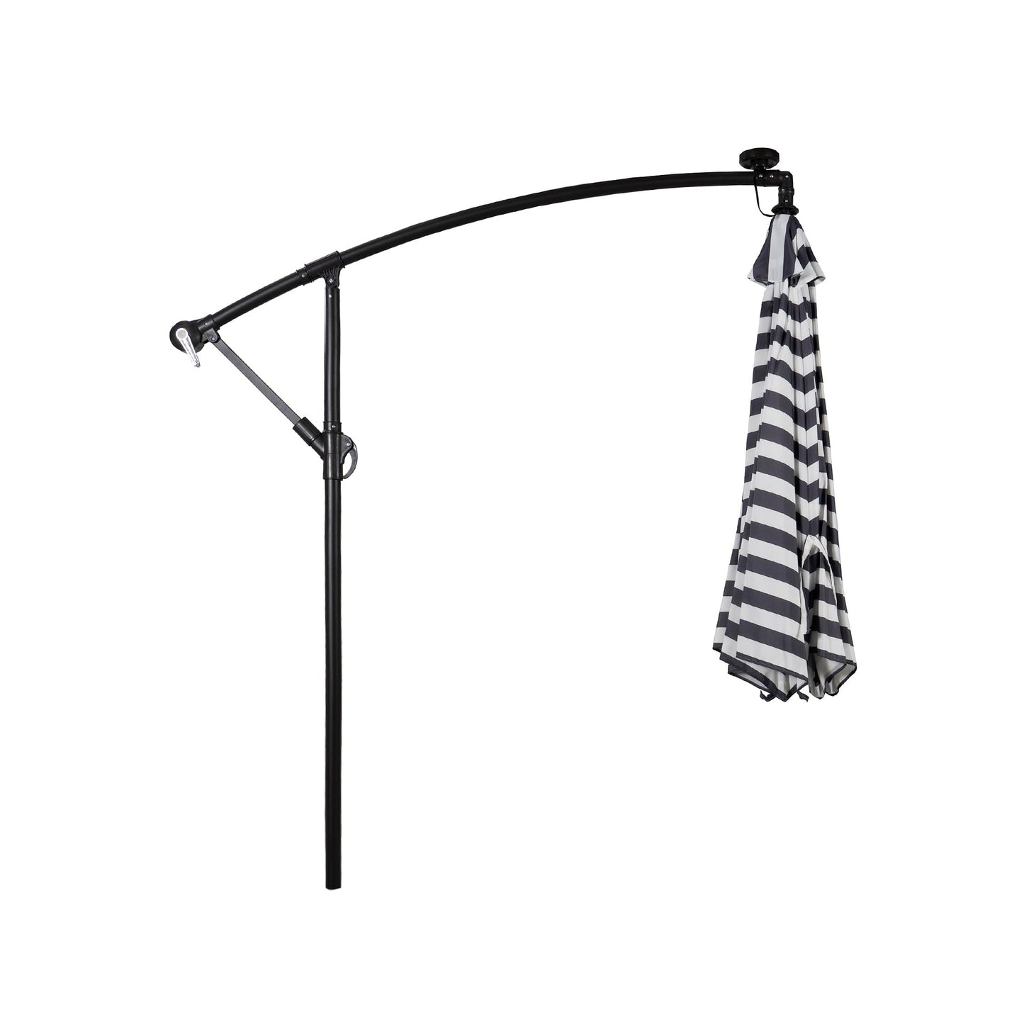 Parasol de terrasse à éclairage solaire de 3 mètres avec pied de support.